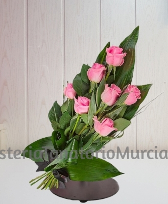 Ramo Funerario Detalle 7 Rosas rosas para tanatorio