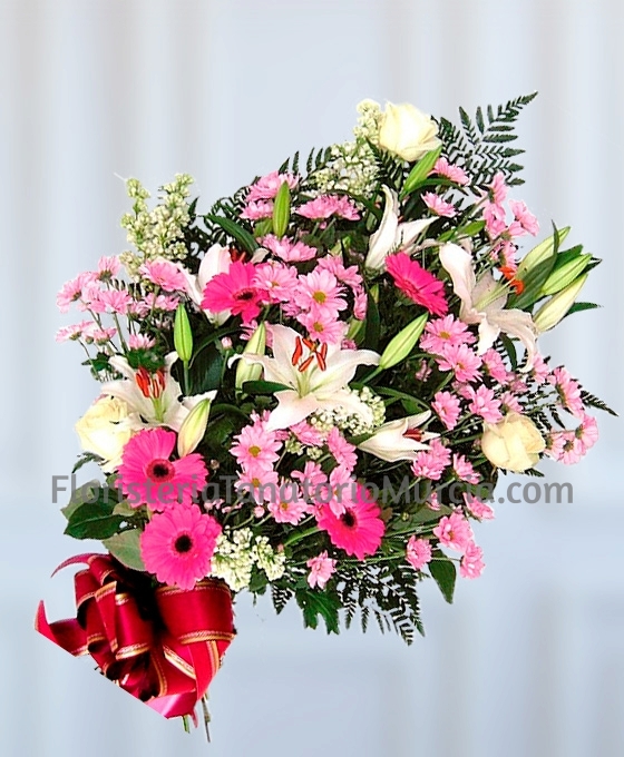 Ramo funerario tonos rosados